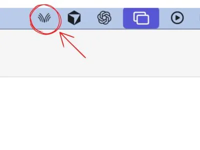 Voibe V-shaped wave icon circled in the Mac menu bar