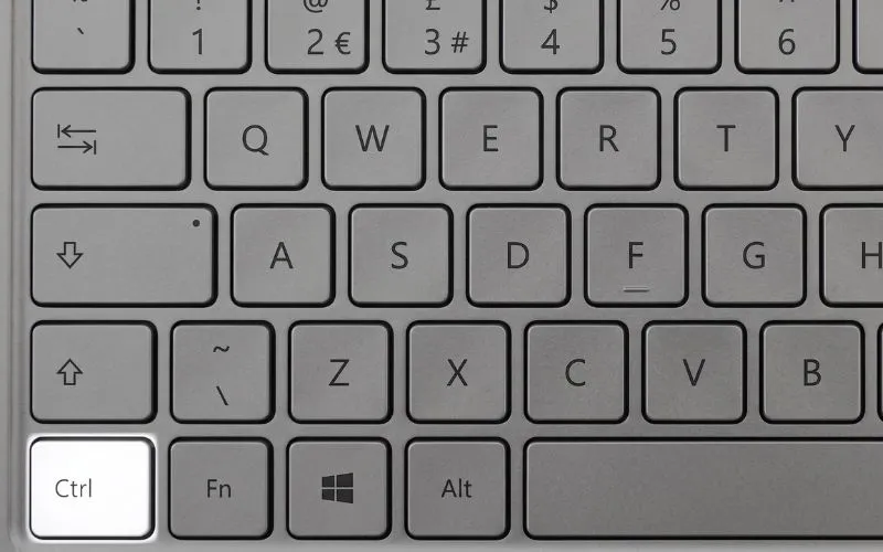 Hold the Ctrl key highlighted in a text editor