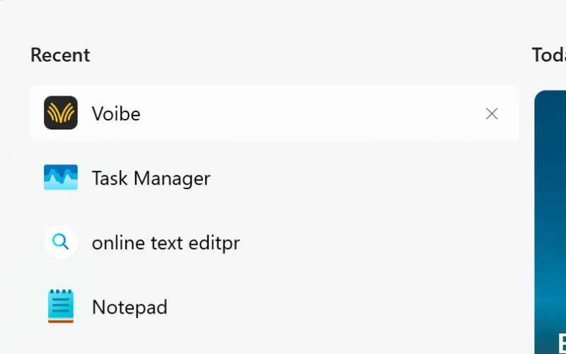 Launch Voibe from the Start menu