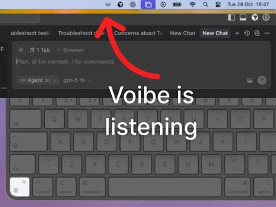 Start speaking. Voibe listens and types for you.