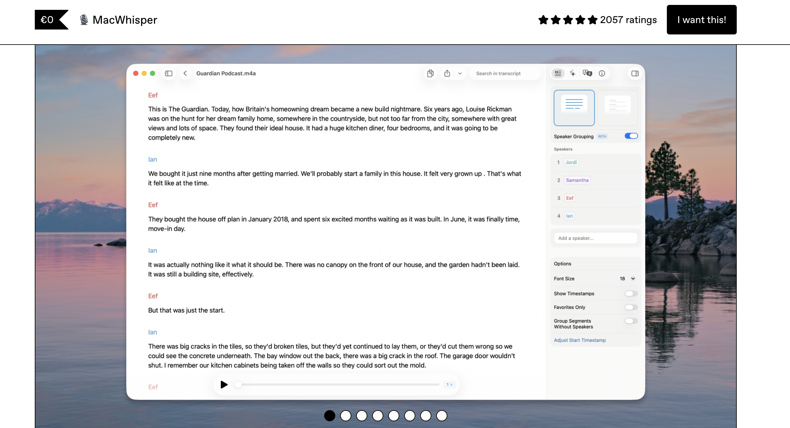 MacWhisper transcription app interface for batch audio file processing on Mac