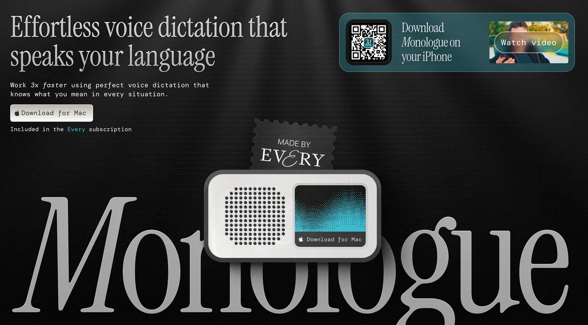 Monologue screen-aware AI dictation app for Mac interface