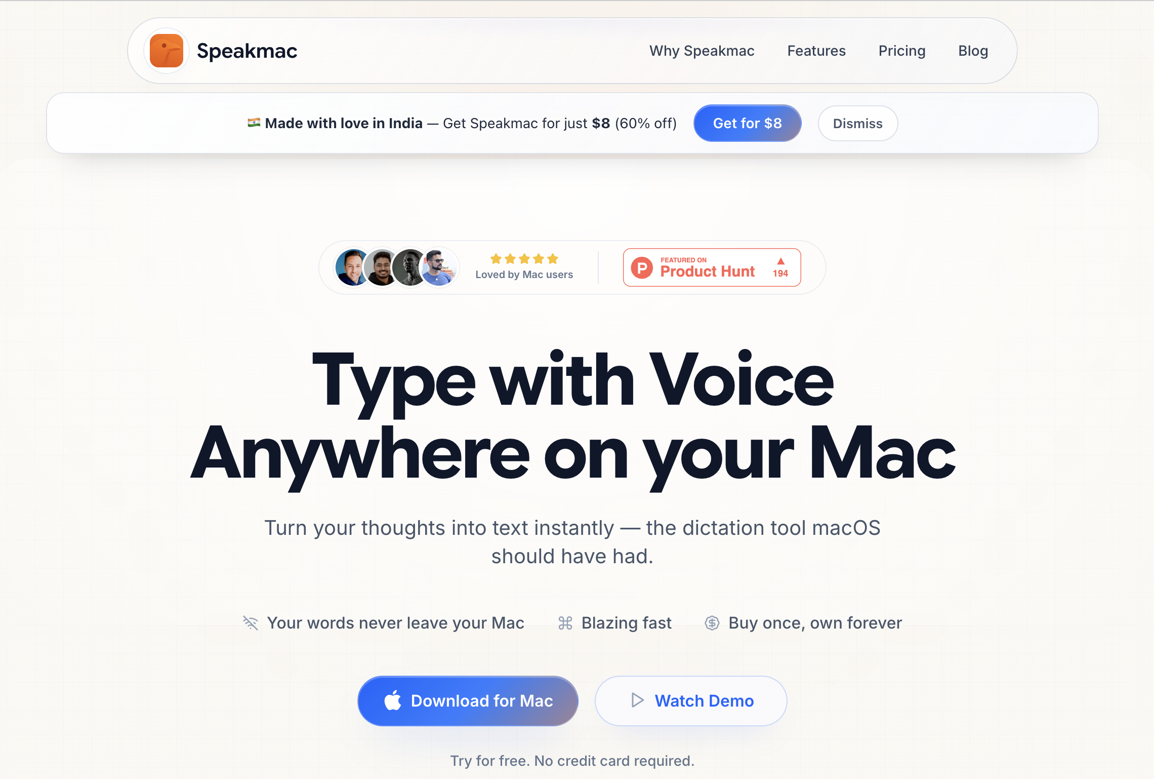 Speakmac dictation app for Mac