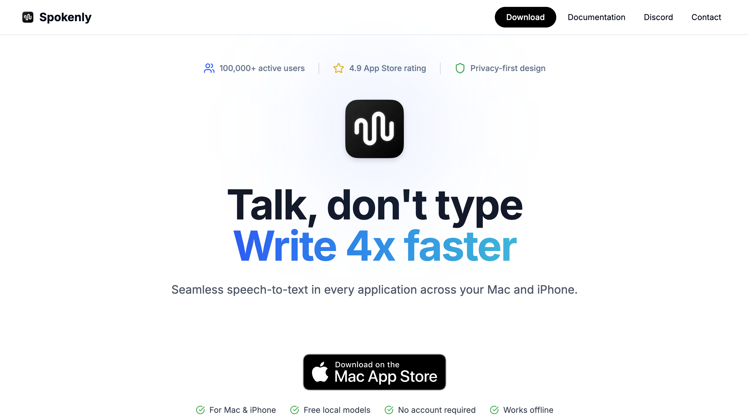Spokenly Mac dictation app from indie developer Vadim Akhmerov, running local Whisper and Parakeet models on Apple Silicon plus BYOK cloud transcription and an MCP server for AI coding agents