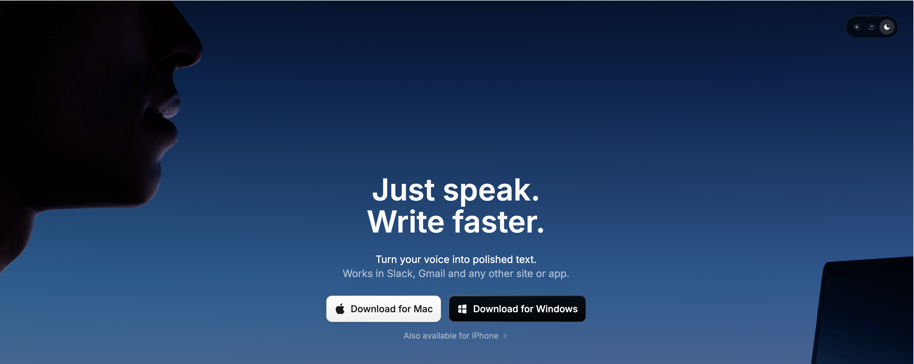 Superwhisper dictation app interface showing on-device Whisper model options