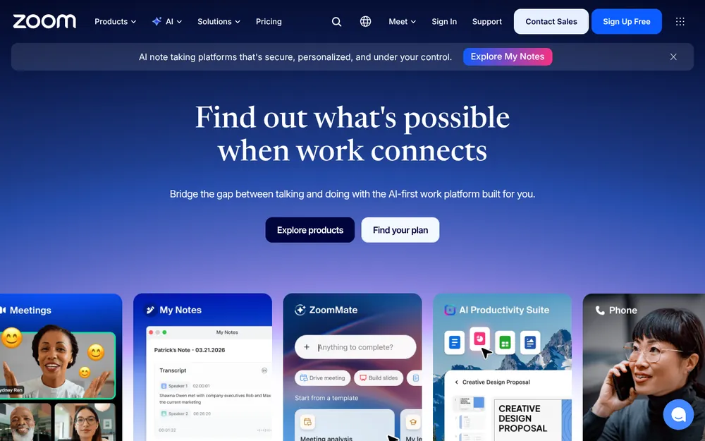 Zoom Cares page on zoom.com: Zoom's commitment to social impact, with a Zoom for Nonprofits link