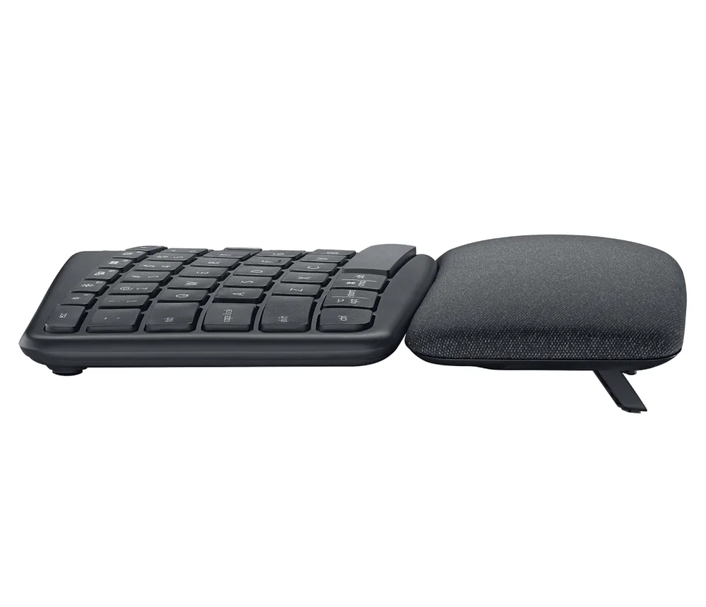 Logitech Ergo K860 split-curve ergonomic keyboard with an integrated cushioned wrist rest